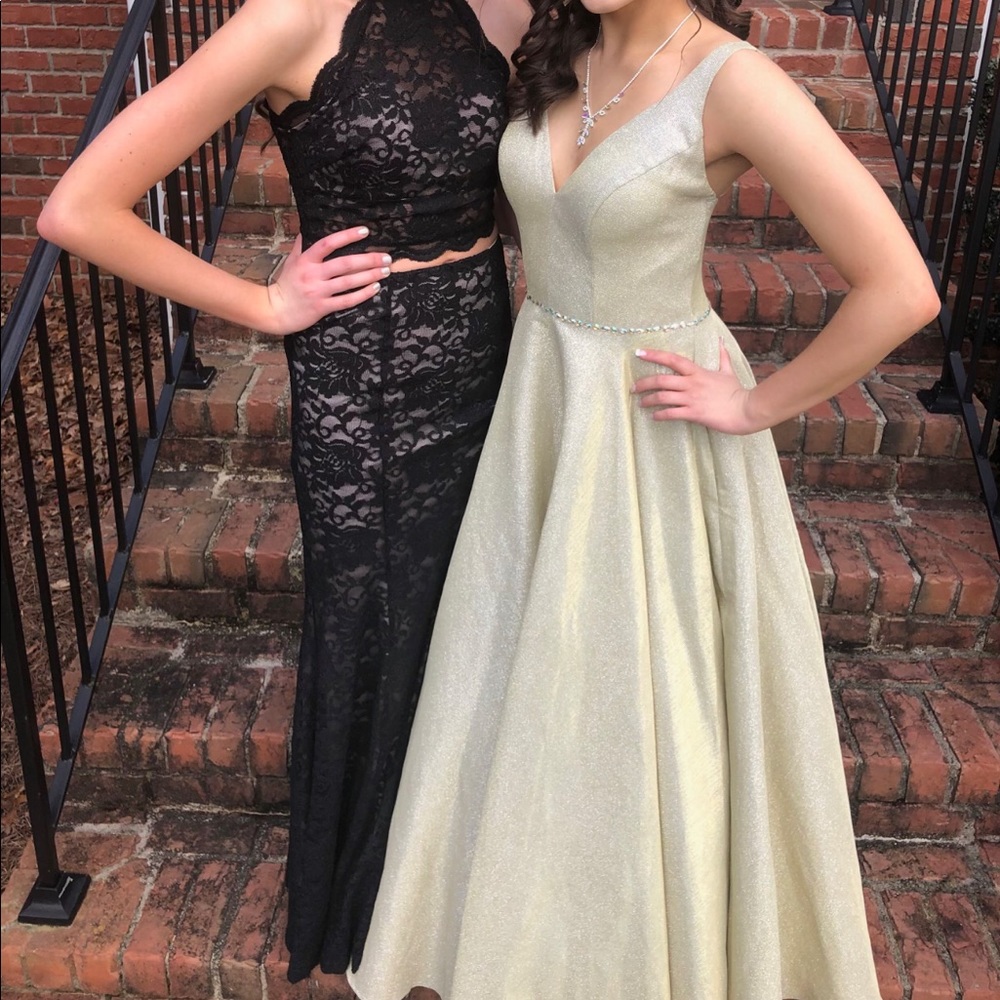 Tiffany Champagne Gold Sprakly Prom Dress
